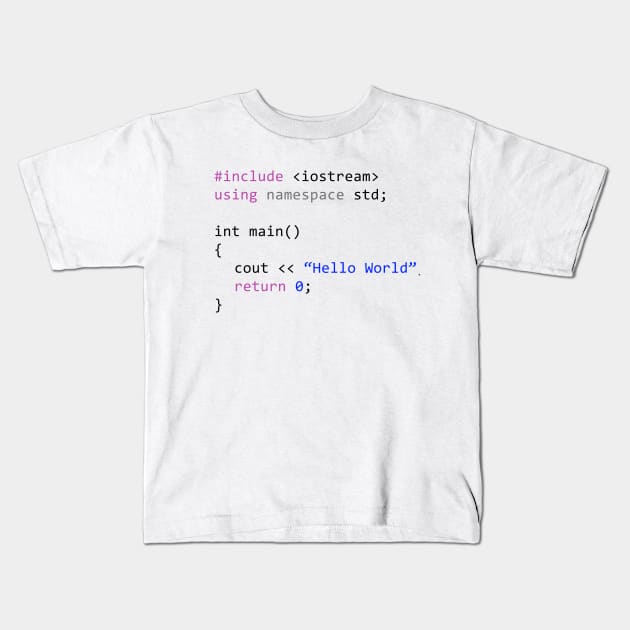 Hello world - First program in Computer science Kids T-Shirt by mangobanana